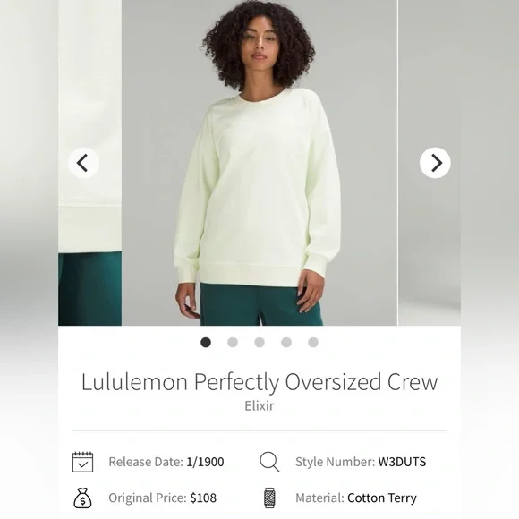 Lululemon Perfectly Oversized Crew Neck Sweater XL/XXL Light Green & Grey - Picture 3 of 9